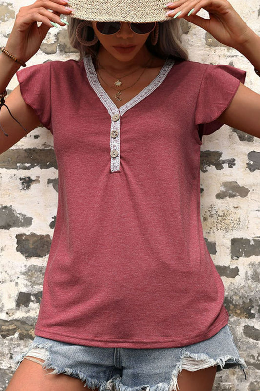 Flutter Sleeve V-Neck T-Shirt