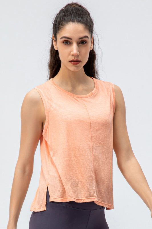 Side Slit High-Low Sleeveless Athletic Top