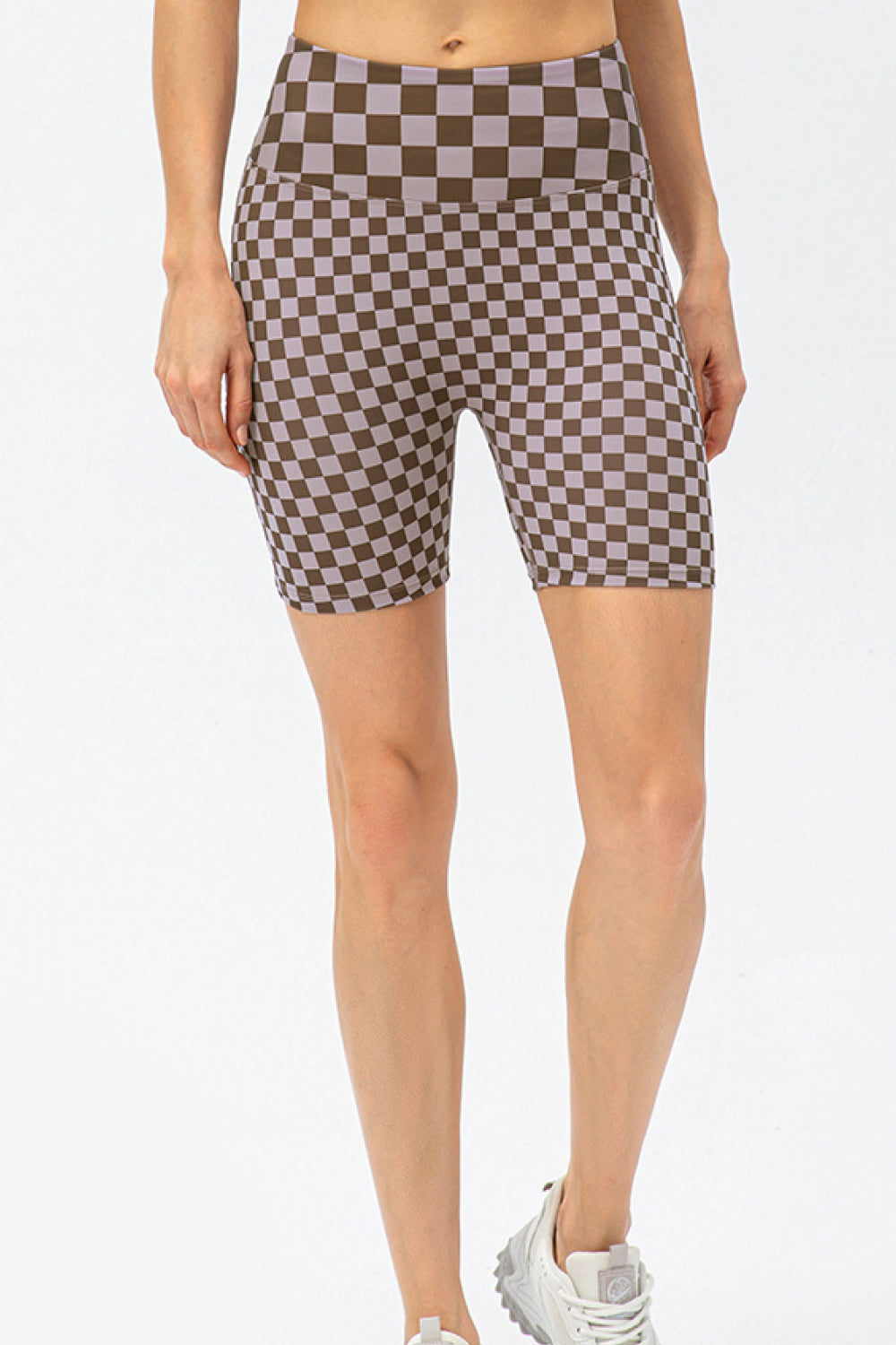 Checkerboard Exposed Seam Biker Shorts