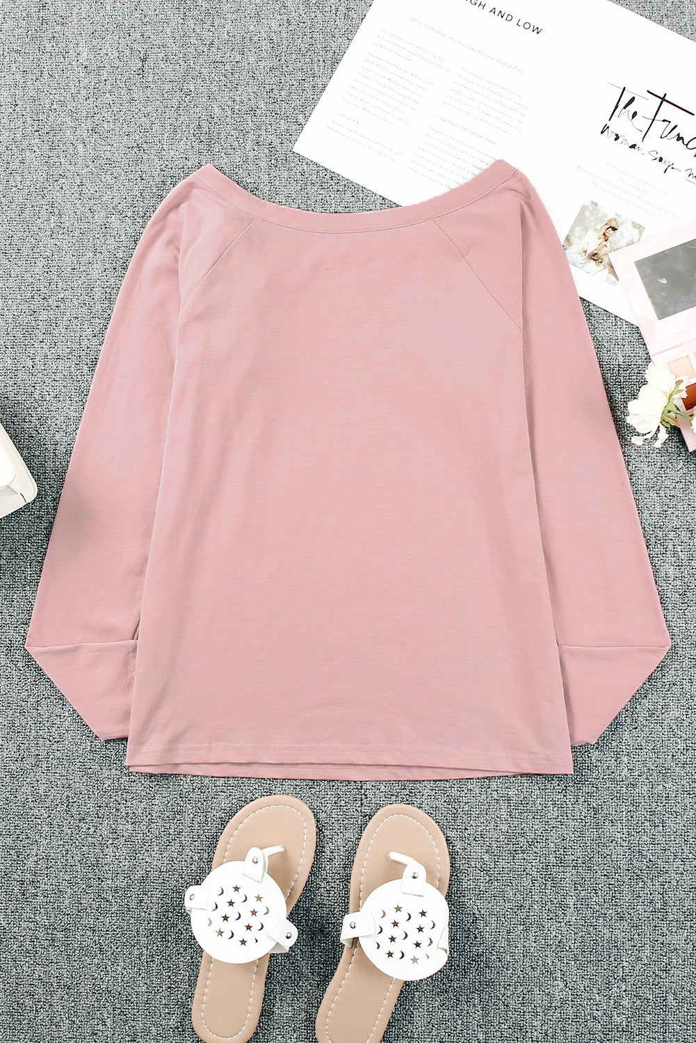 Tied Cutout Raglan Sleeve Top