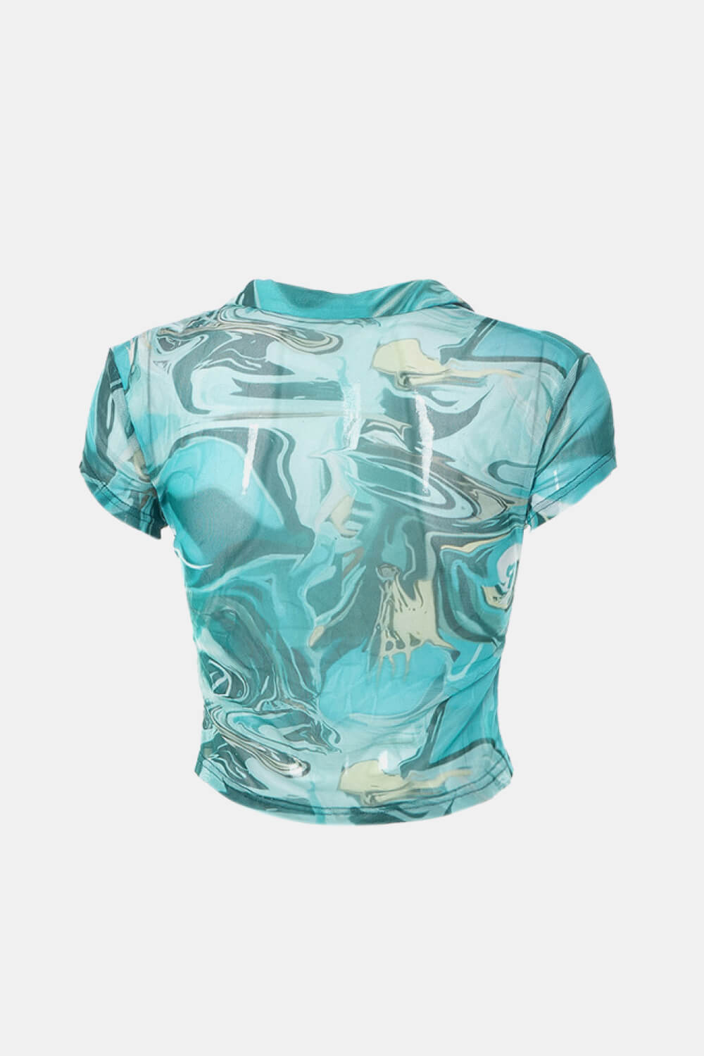 Abstract Print Short Sleeve Cropped Shirt