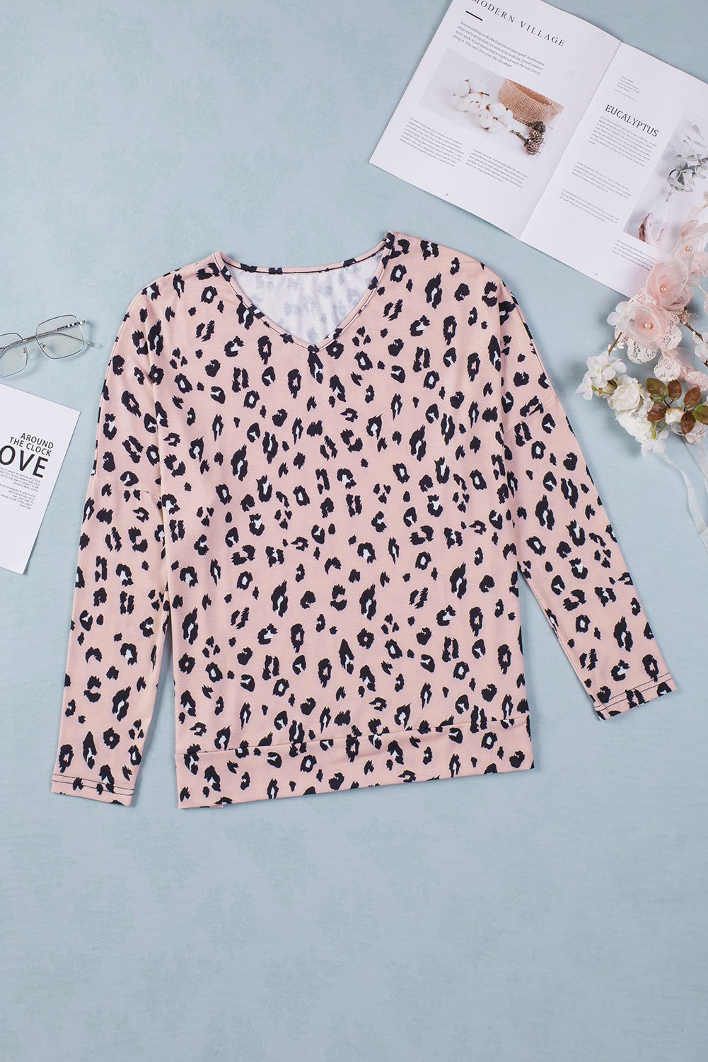 Leopard Long Sleeve V-Neck Top