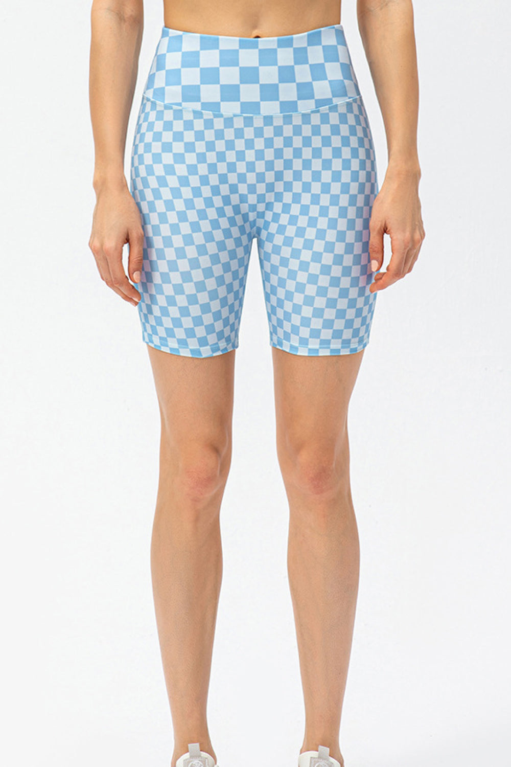 Checkerboard Exposed Seam Biker Shorts