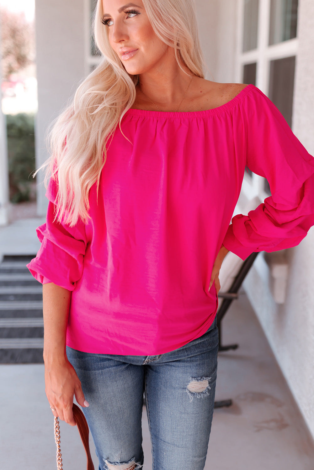 Gathered Detail Off-Shoulder Blouse