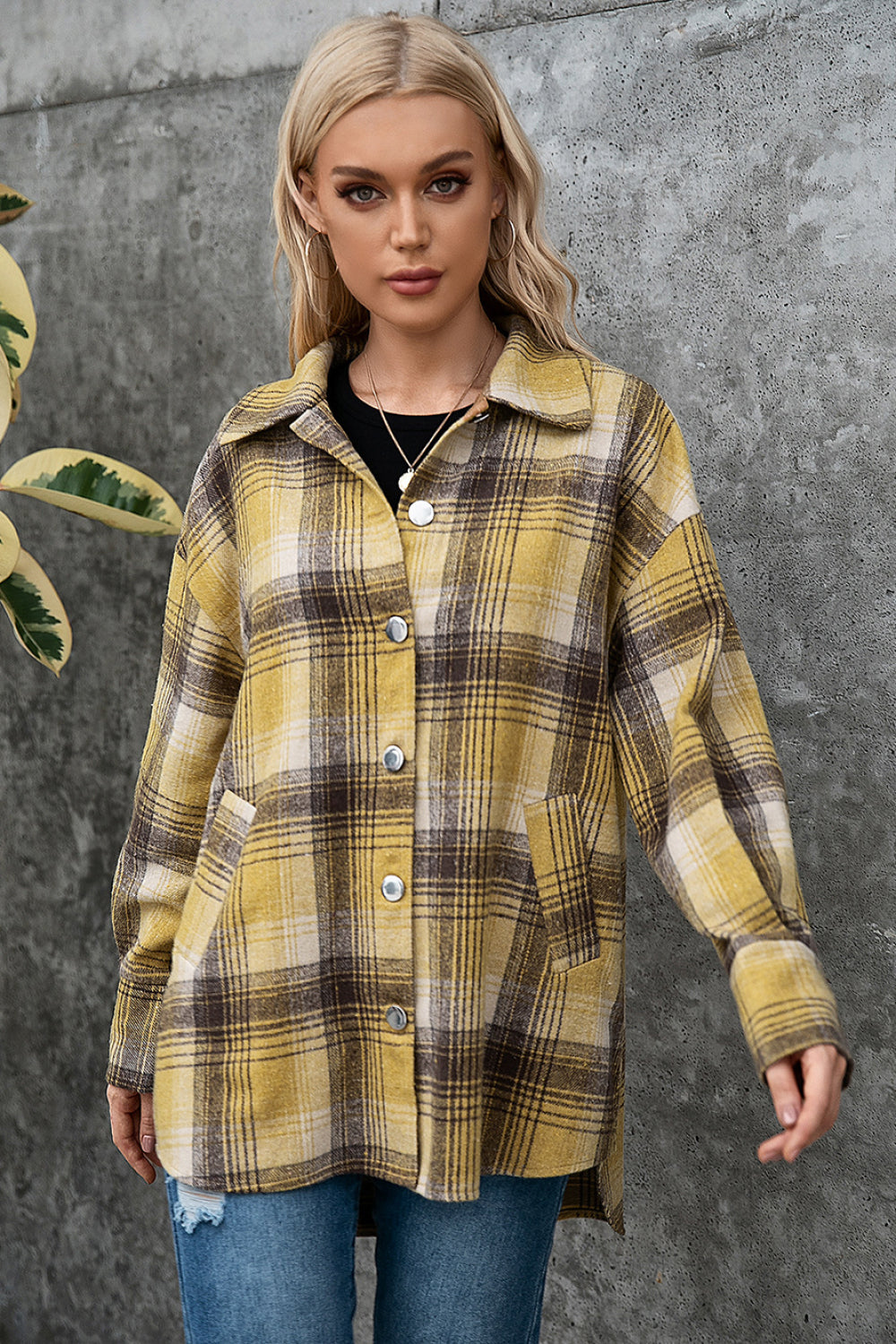 Plaid Single Breasted Shirt Jacket