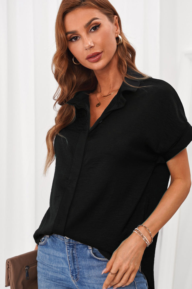 Collared Button Short Sleeves Shirt