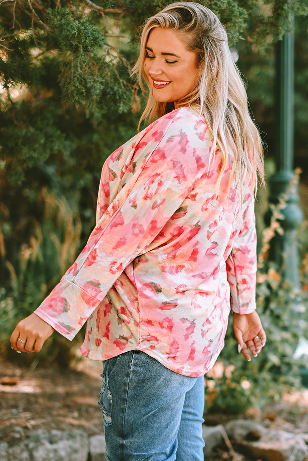 Plus Size Printed Dolman Sleeve Top