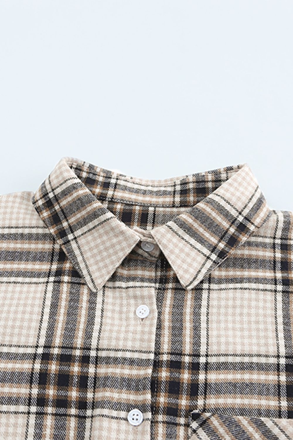 Plaid Curved Hem Button Front Shirt