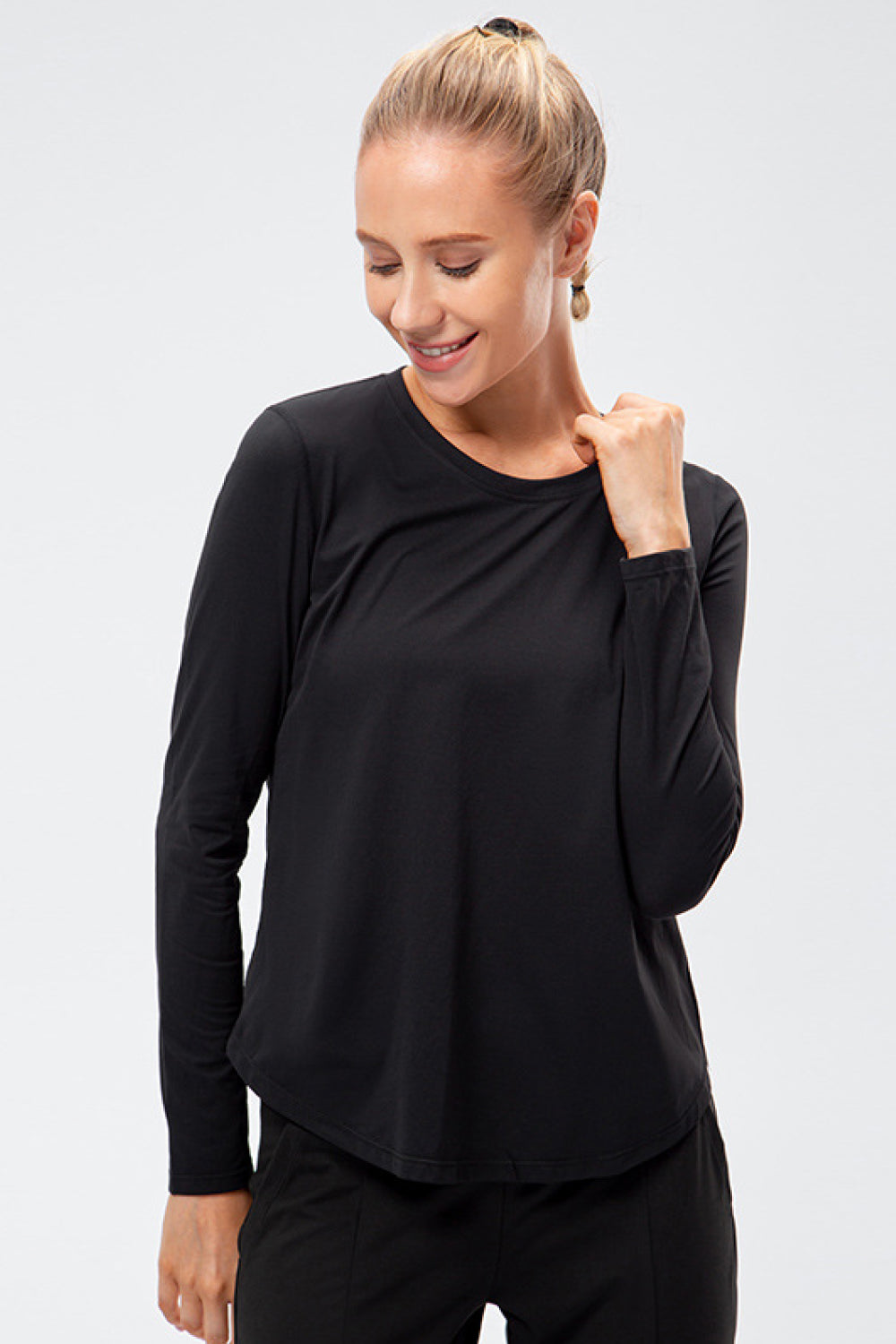 Curved Hem Long Sleeve Athletic Top