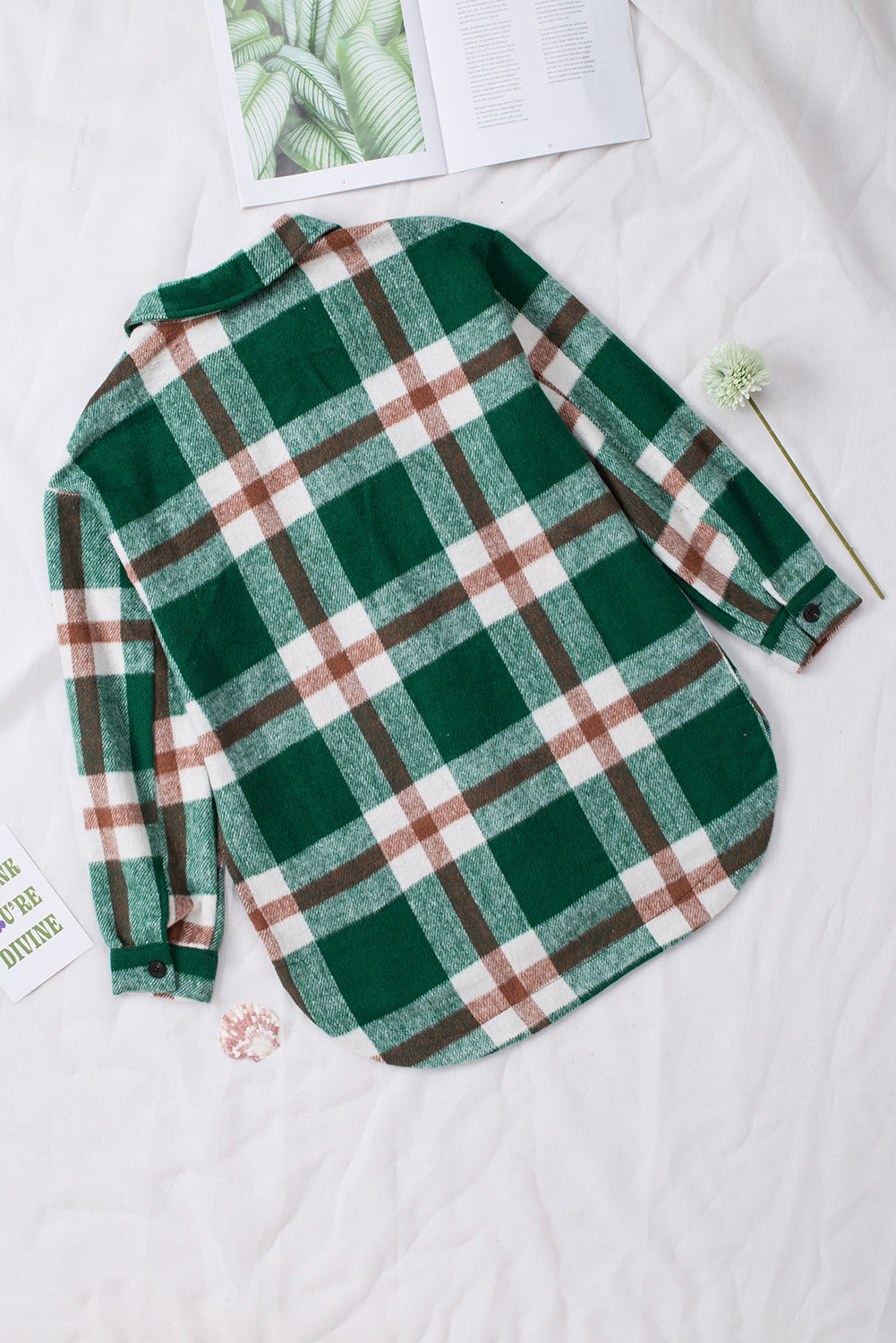 Plaid Dropped Shoulder Pocket Shacket