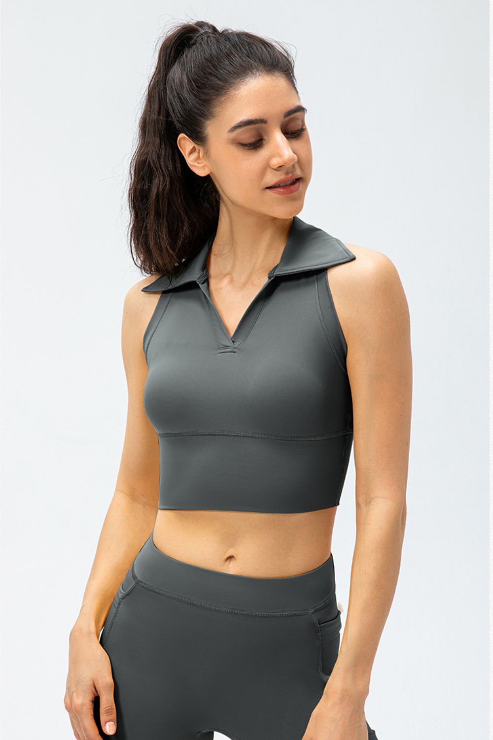 Cropped Collared Yoga Tank