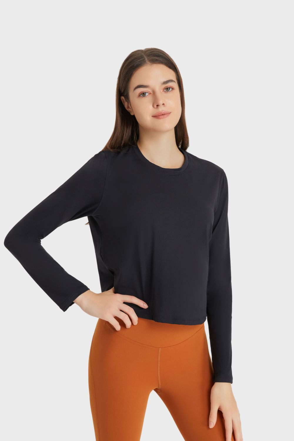 Round Neck Long Sleeve Sports Top