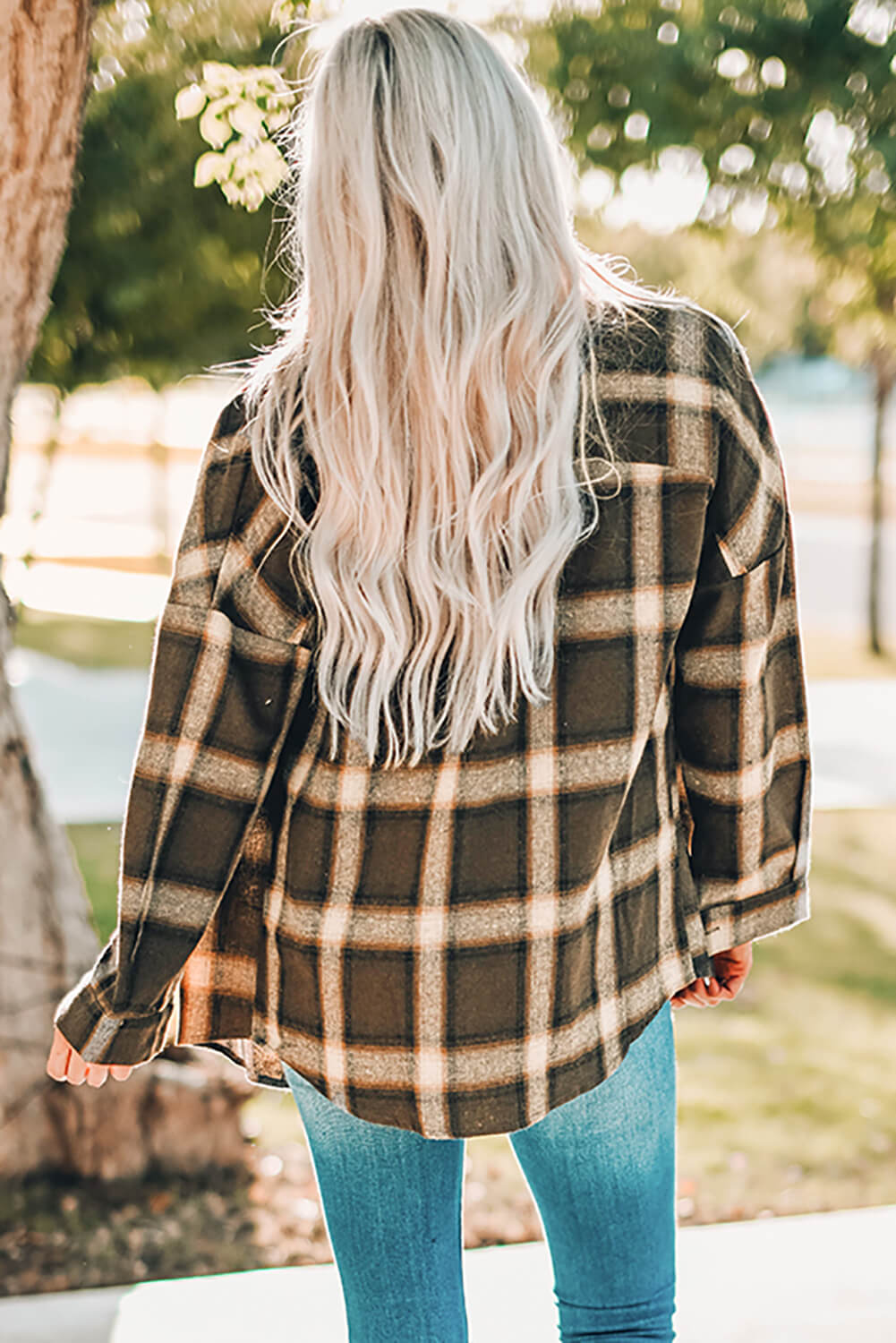 Plaid Dropped Shoulder Pocketed Shirt