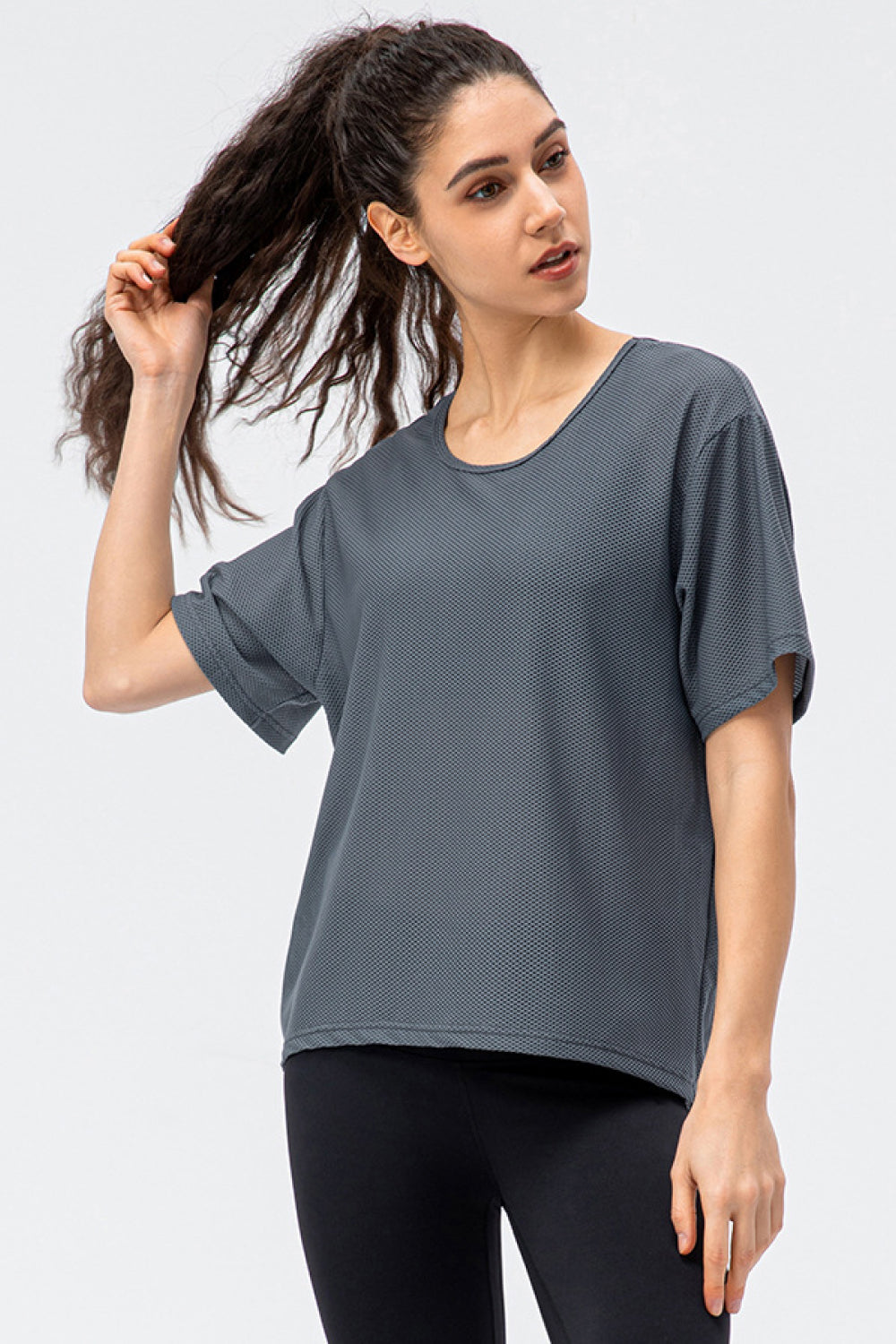 Breathable Mesh Dropped Shoulder T-Shirt