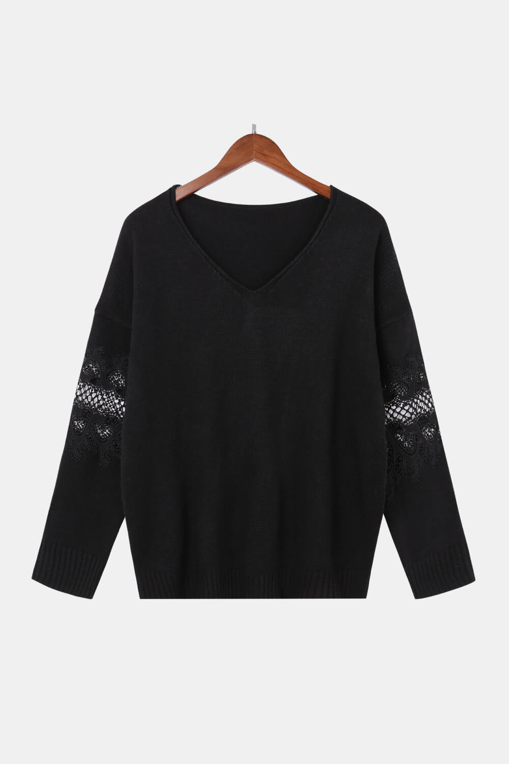 Lace Sleeve Drop Shoulder Sweater