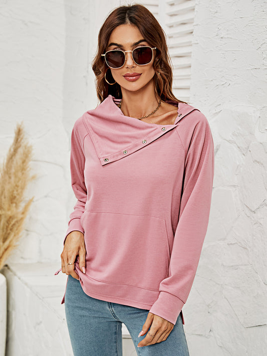 Raglan Sleeve Slit High-Low Sweatshirt