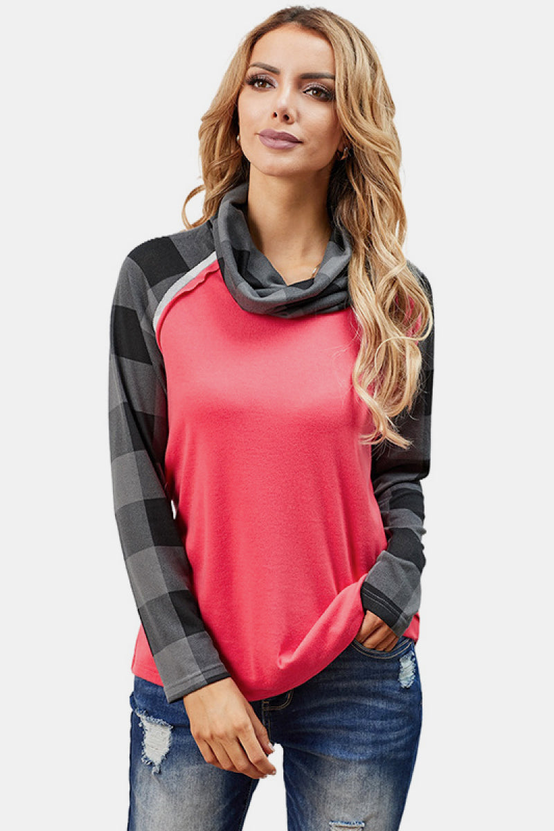 Contrast Striped Turtle Neck Tee