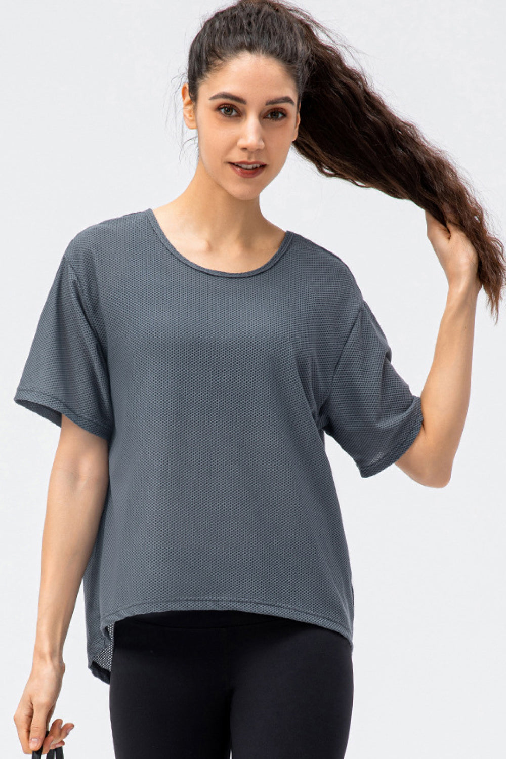 Breathable Mesh Dropped Shoulder T-Shirt