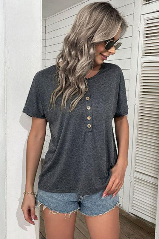 Half Button Short Sleeve Henley