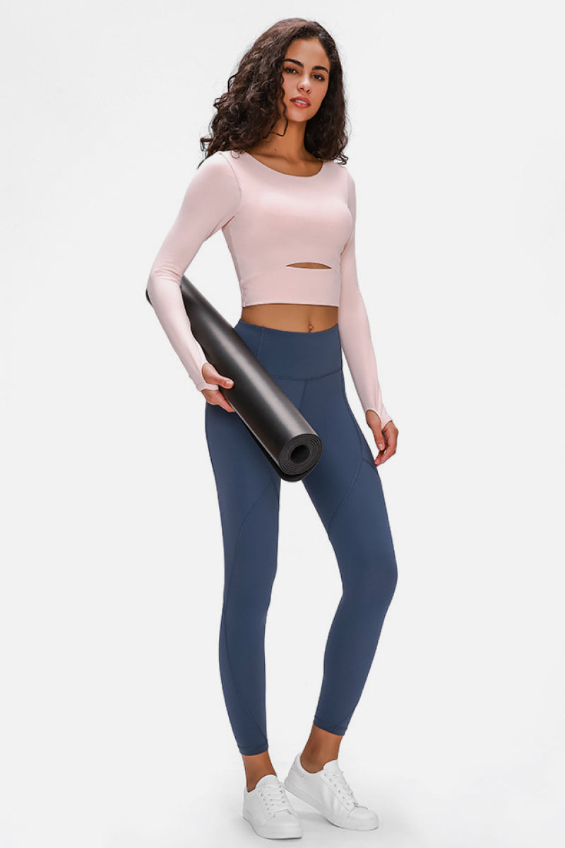 Long Sleeve Cropped Top With Sports Strap