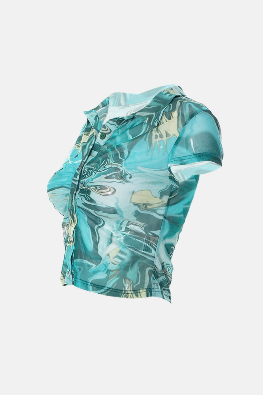 Abstract Print Short Sleeve Cropped Shirt