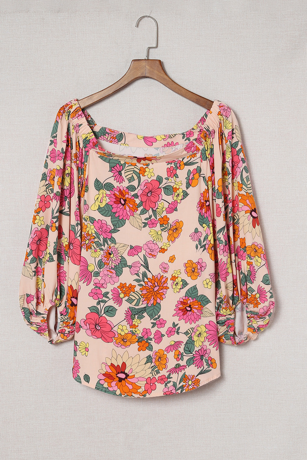 Floral Balloon Sleeve Off-Shoulder Blouse