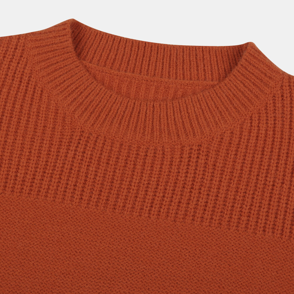 Mock Neck Ribbed Detail Sweater