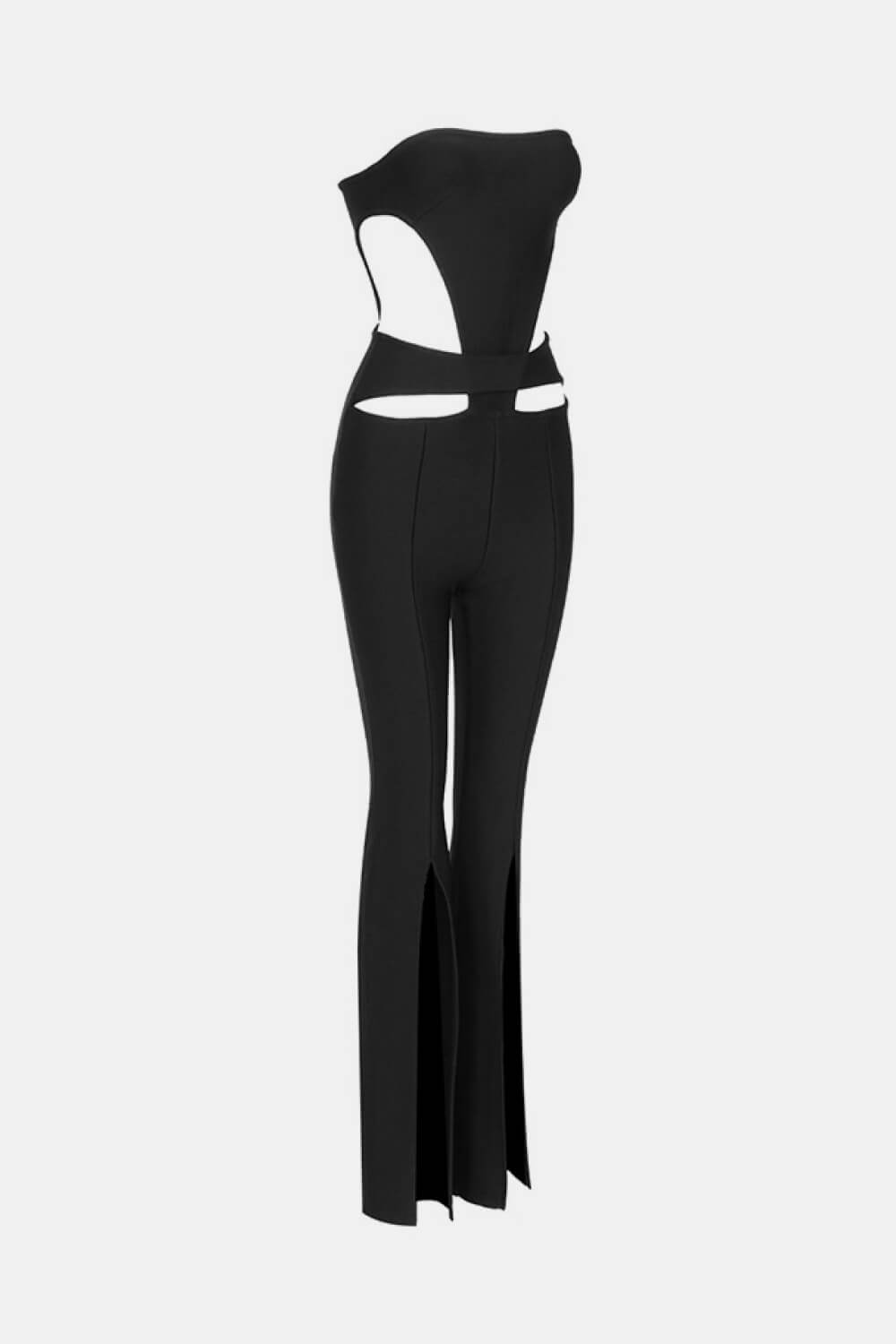 Strapless Cutout Slit Ankle Jumpsuit