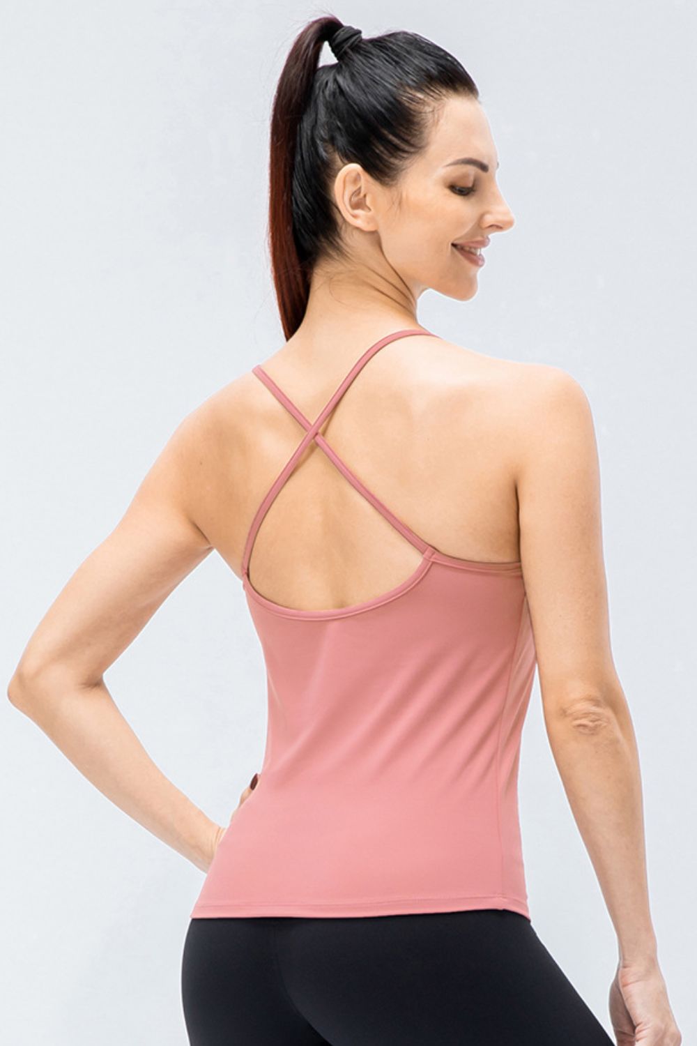 Crisscross Back Spaghetti Strap Yoga Cami