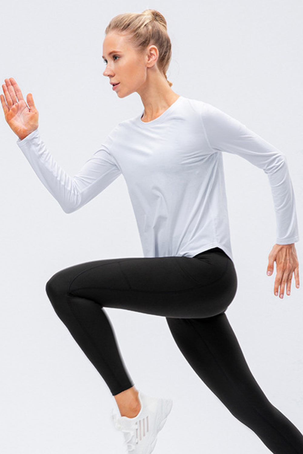 Curved Hem Long Sleeve Athletic Top