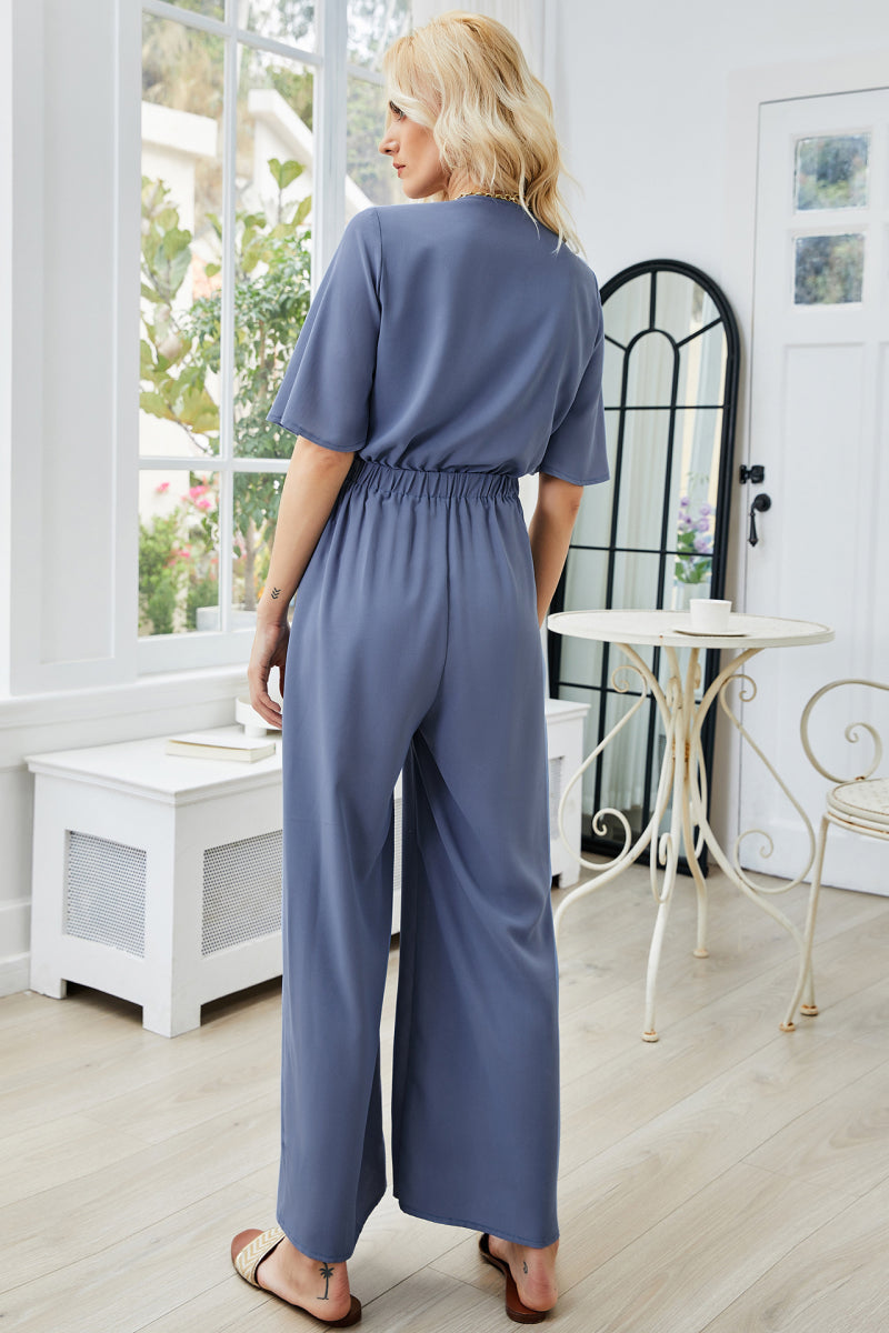 Tie Front Cutout Wide Leg Jumpsuit