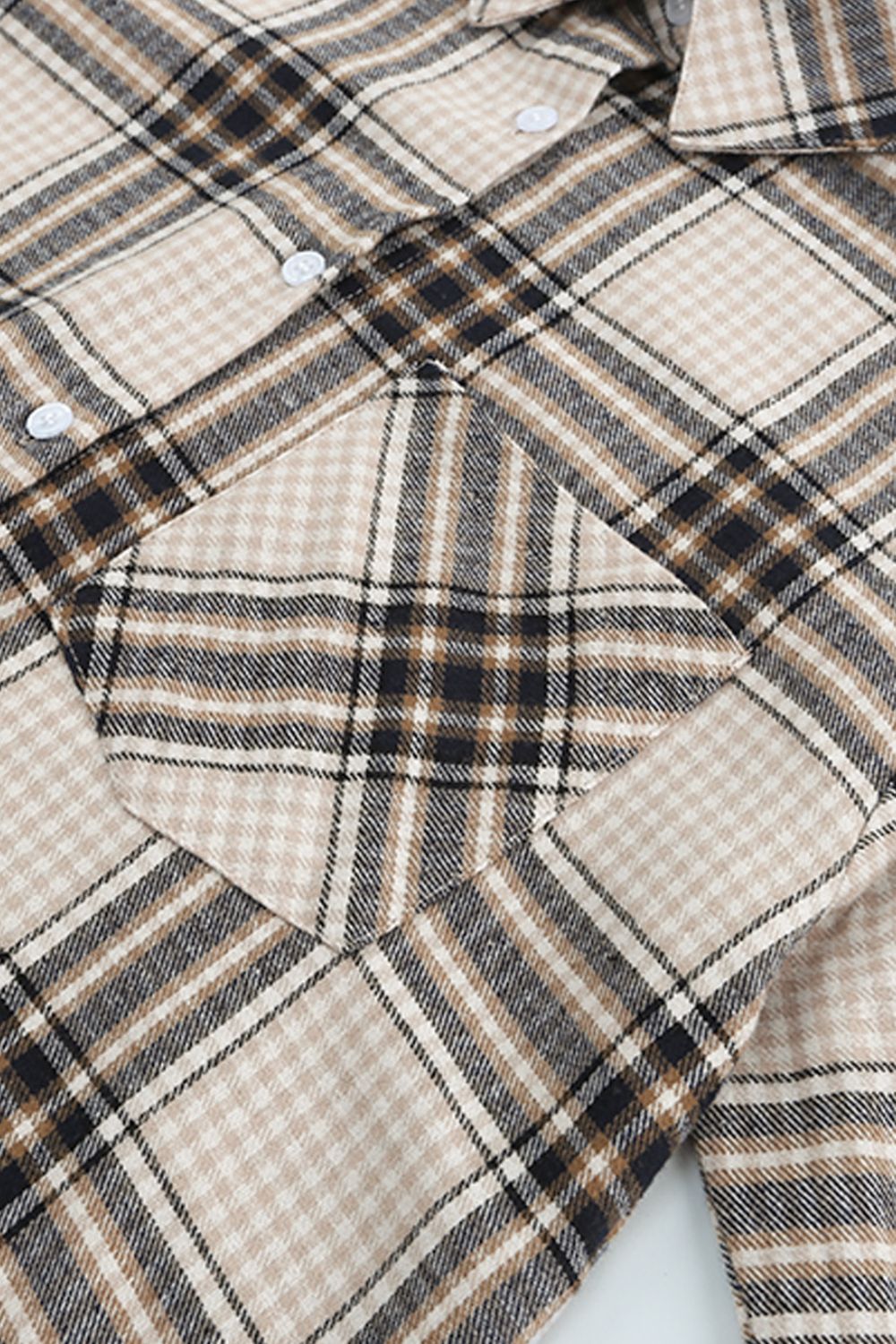 Plaid Curved Hem Button Front Shirt