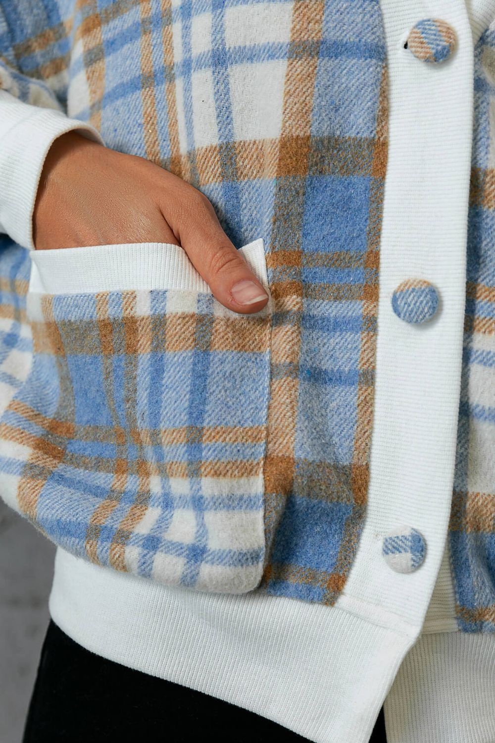 Plaid Button Down Jacket with Pockets