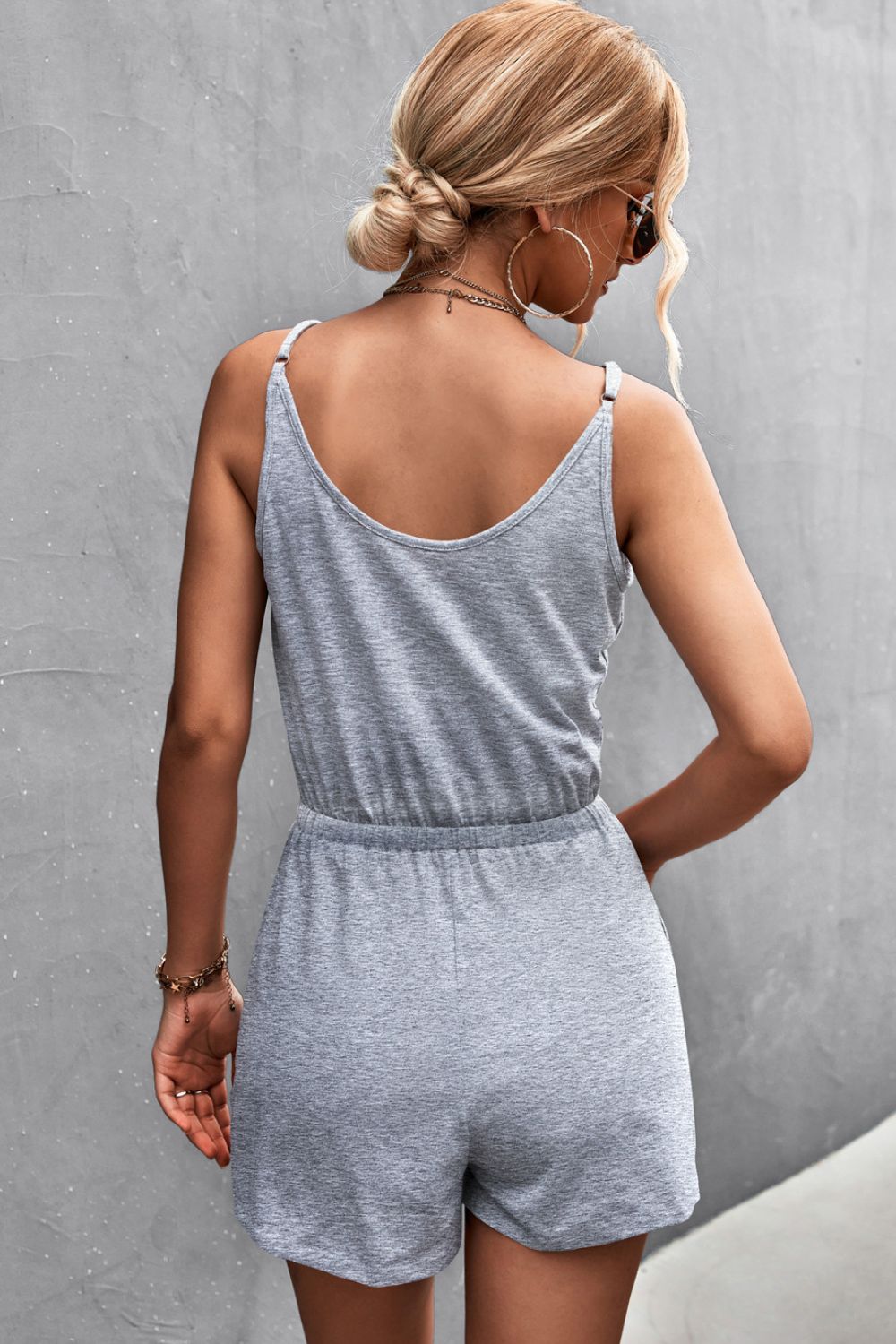 Drawstring Waist Spaghetti Strap Romper