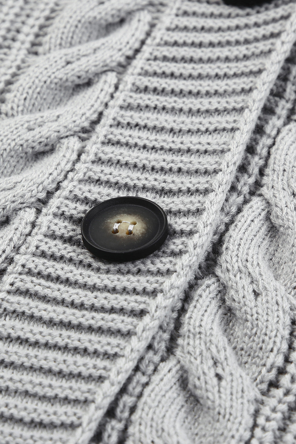 Cable-Knit Button Front V-Neck Cardigan