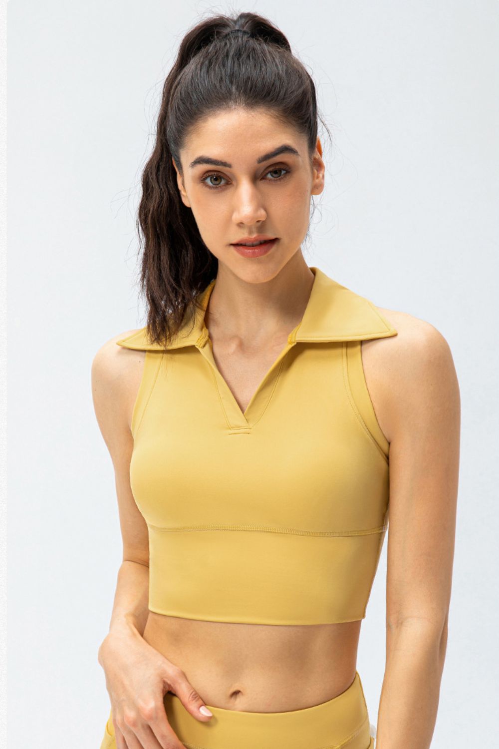 Cropped Collared Yoga Tank