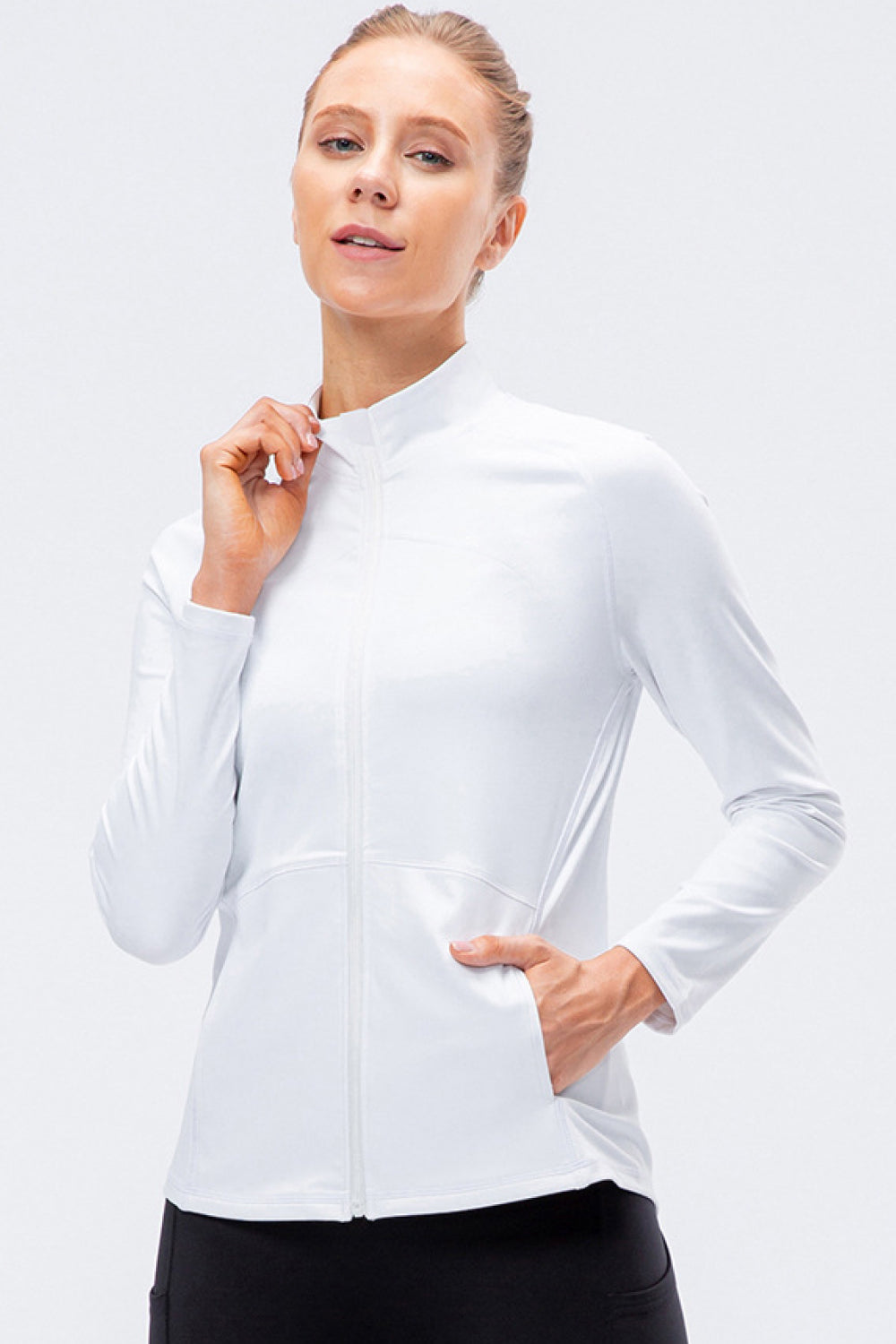 Zip Up Mock Neck Athletic Top