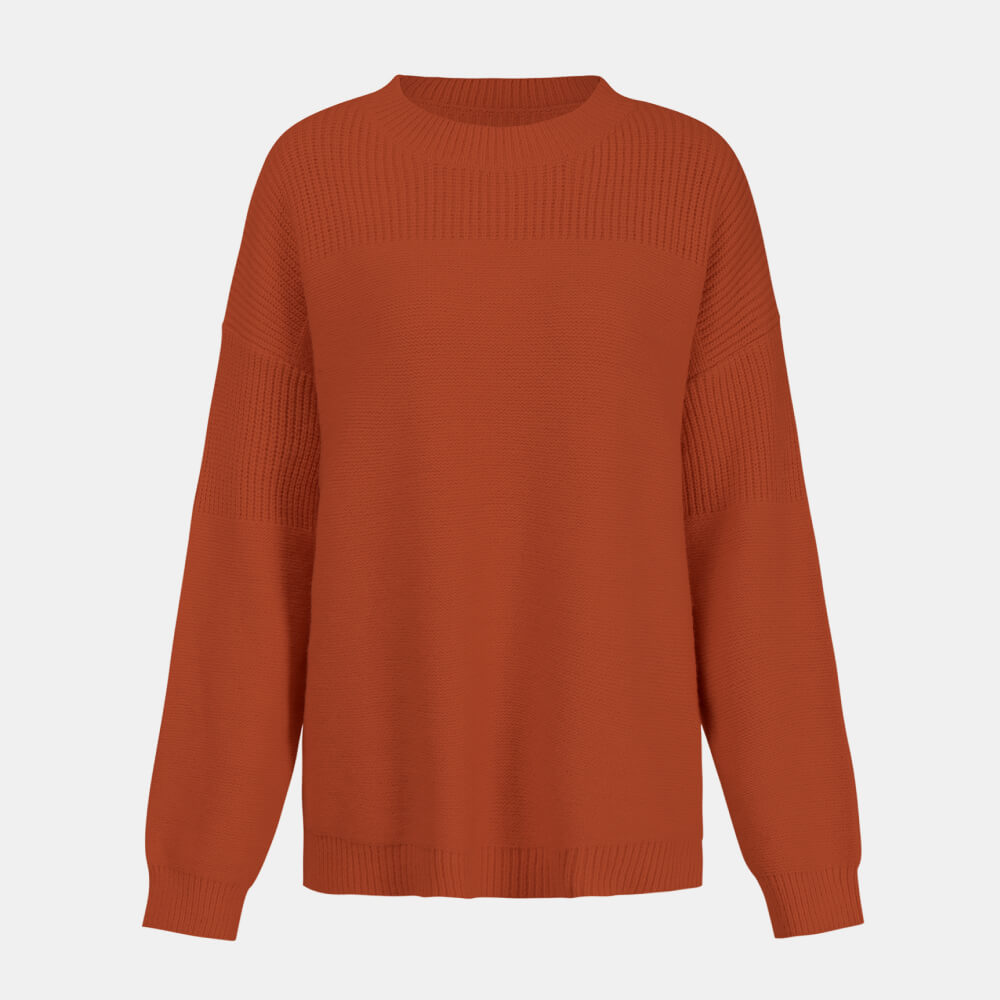 Mock Neck Ribbed Detail Sweater