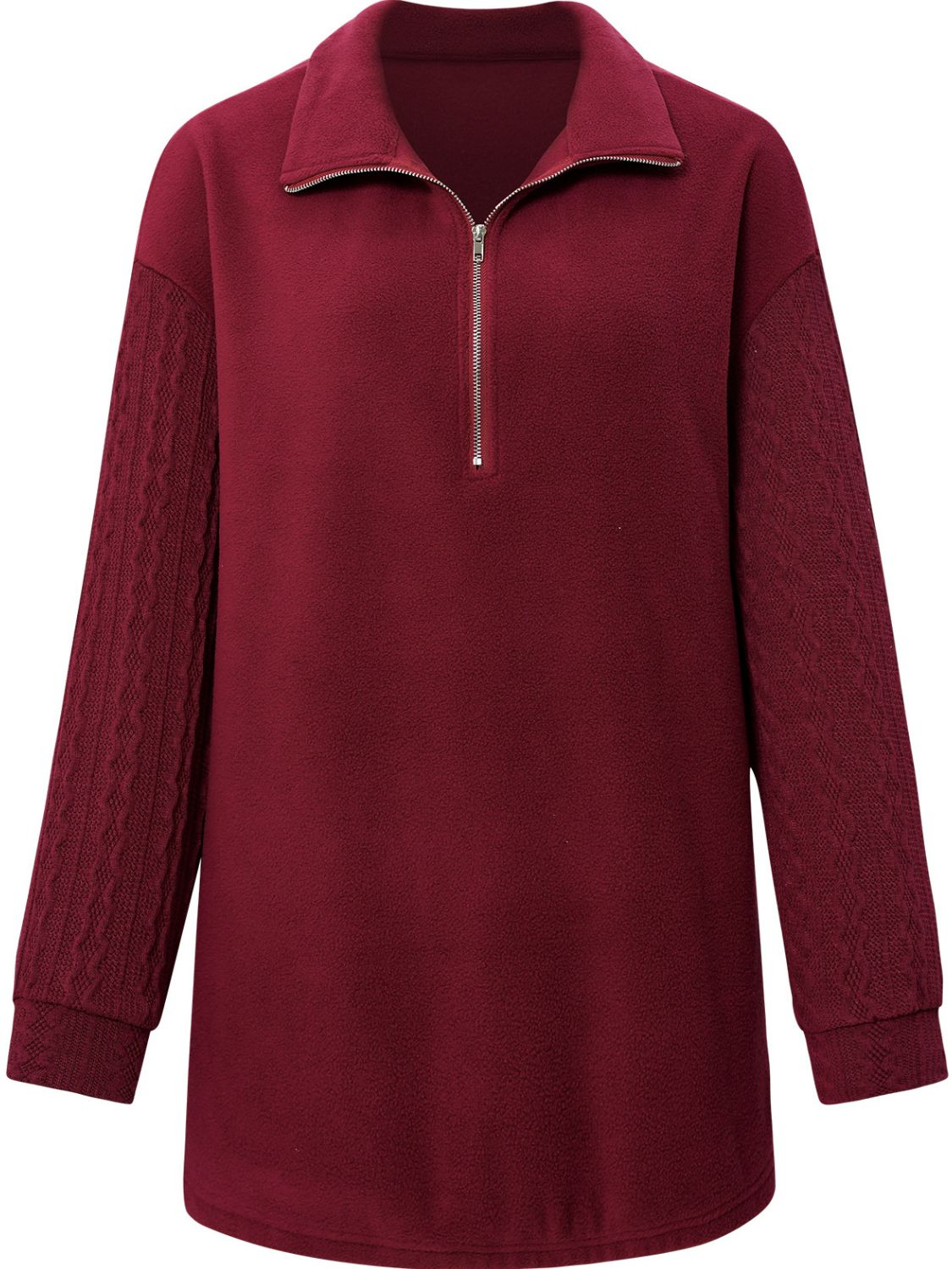 Quarter Zip Dropped Shoulder Spliced Sweatshirt