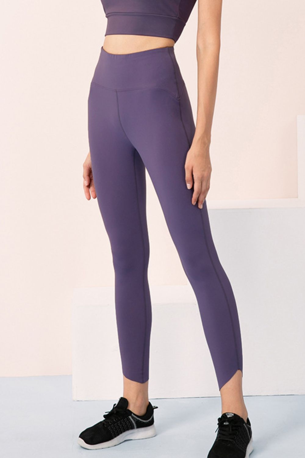 High Waist Asymmetrical Ankle Cropped Yoga Leggings