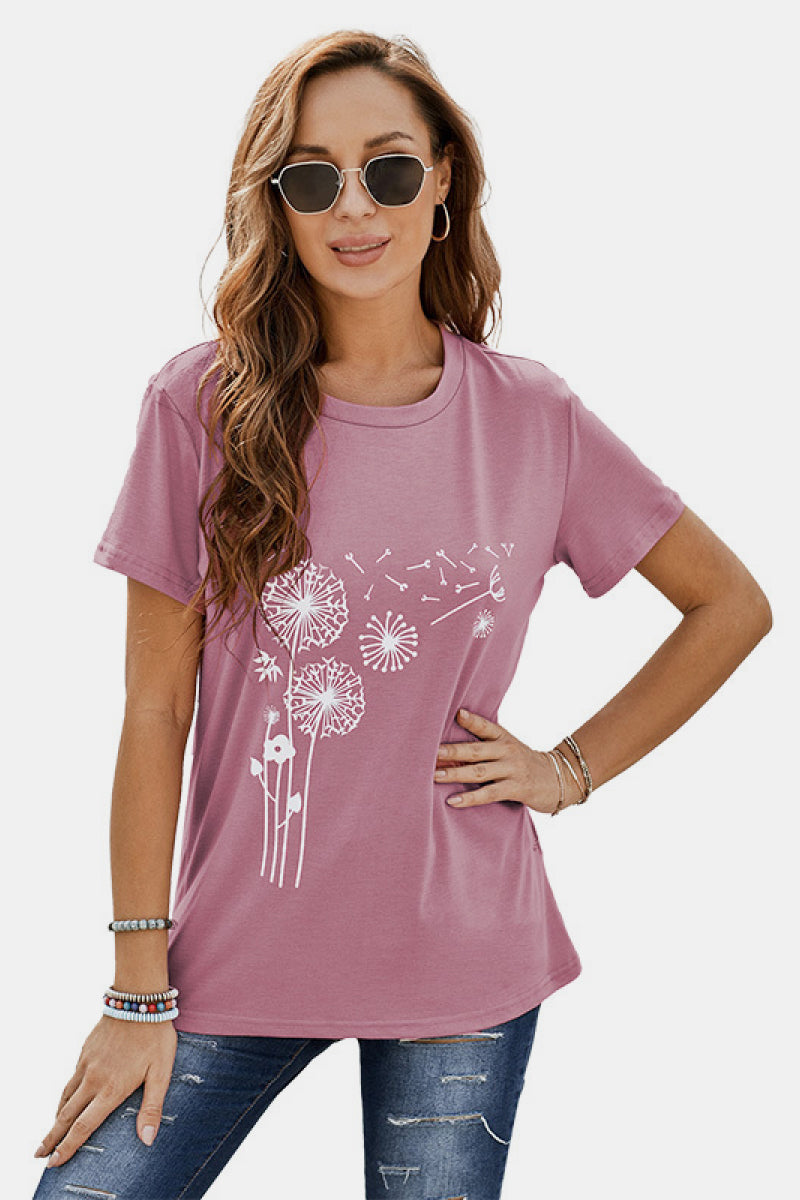 Printed Short Sleeve Round Neck Tee