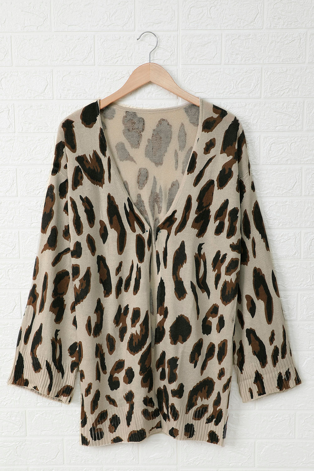 Leopard Bell Sleeve Open Front Knit Cardigan