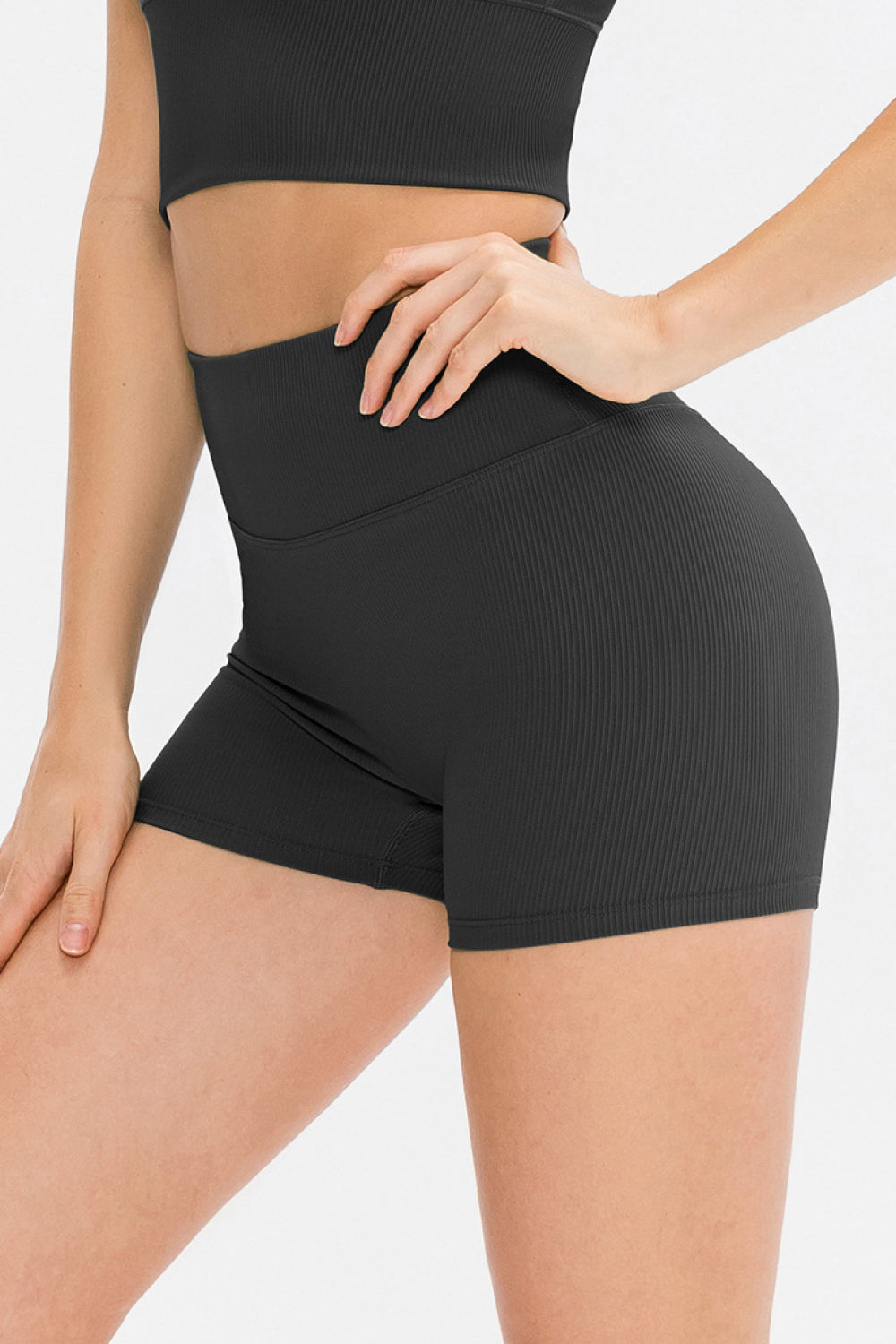 High Waist Ribbed Yoga Shorts