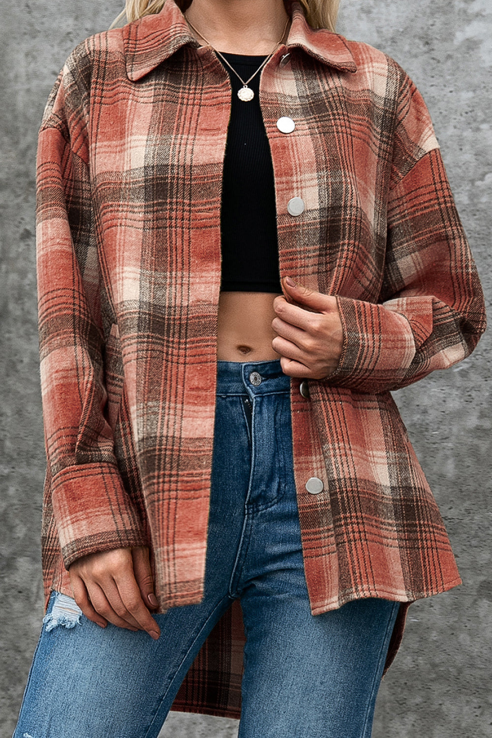 Plaid Single Breasted Shirt Jacket