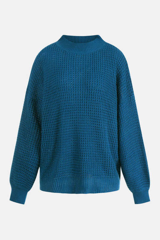 Mock Neck Waffle Knit Sweater