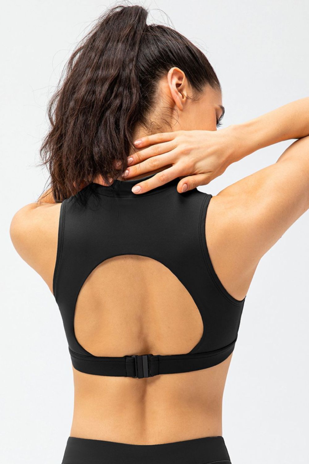 Quarter-Zip Open Back Cropped Yoga Tank