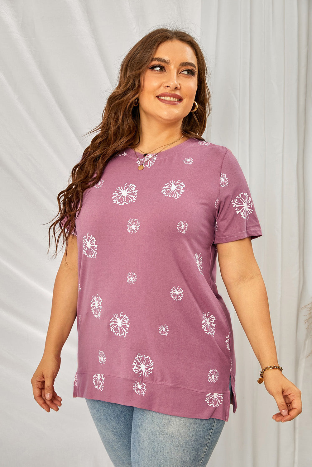 Plus Size Dandelion Print Tee Shirt