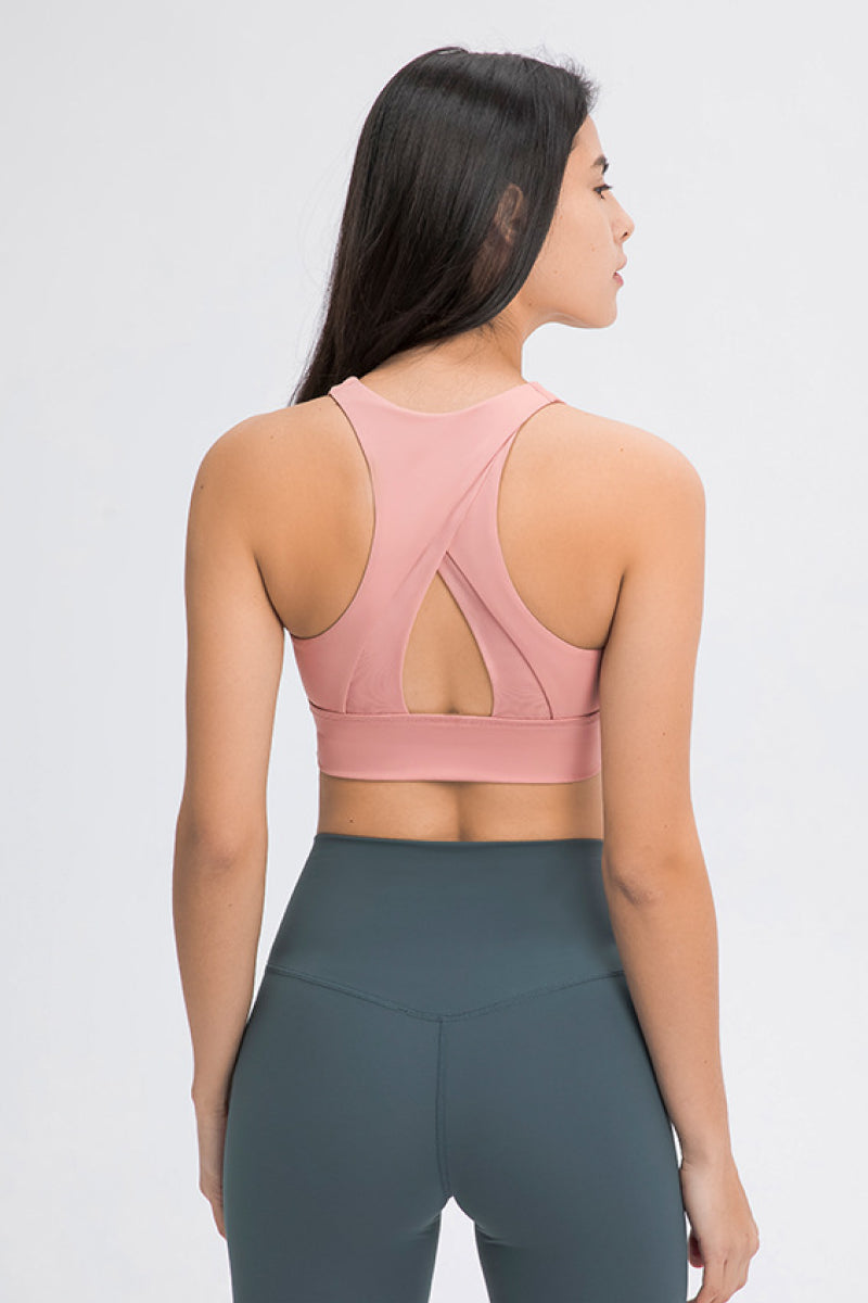 Cut Out High Neck Sports Bra