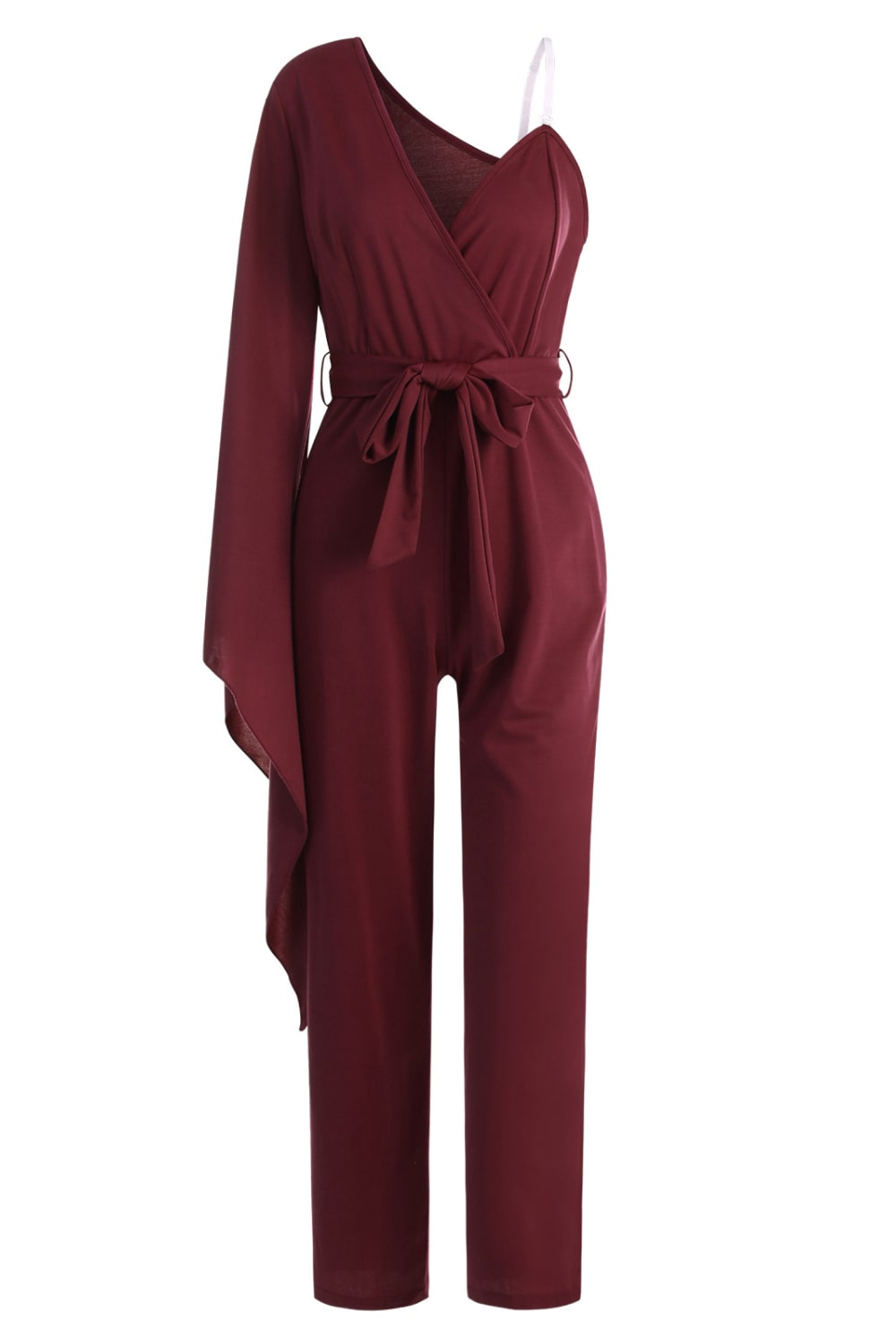 Tie-Waist Split Sleeve Surplice Jumpsuit