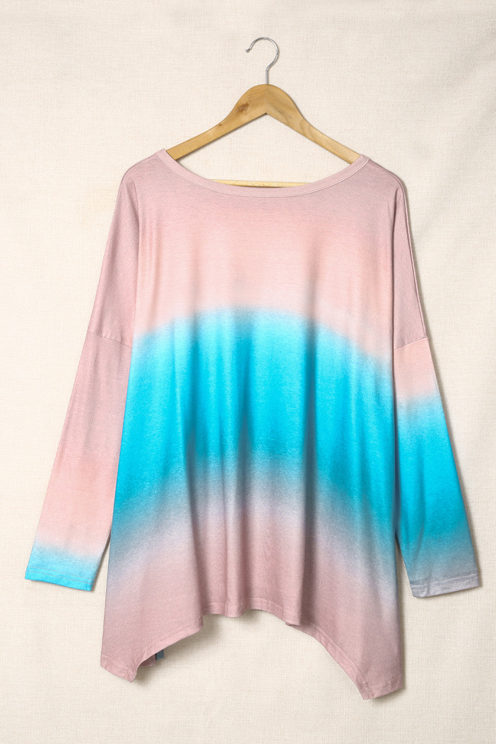 Plus Size Color Block Long Sleeve Top